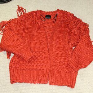 Forever 21 Women's Size M Burnt Orange Fringe Open Front Cardigan